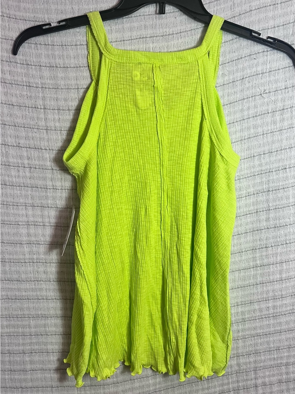 SO Neon Lime Ribbed Swing Tank Top with Button Placket - Picture 3 of 3